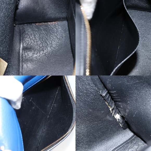 CELINE Trapeze Small Hand Bag Leather Blue Gold - Picture 13 of 13